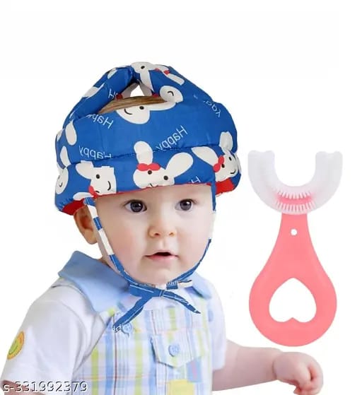 Baby Head Protector Crawling – Baby Safety Helmet & Amp Walking Helmet + 360 Degree U-shaped Baby Toothbrush